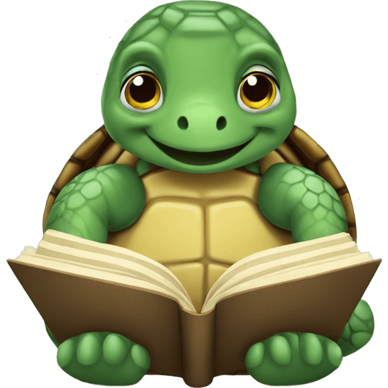 turtle reading book emoji