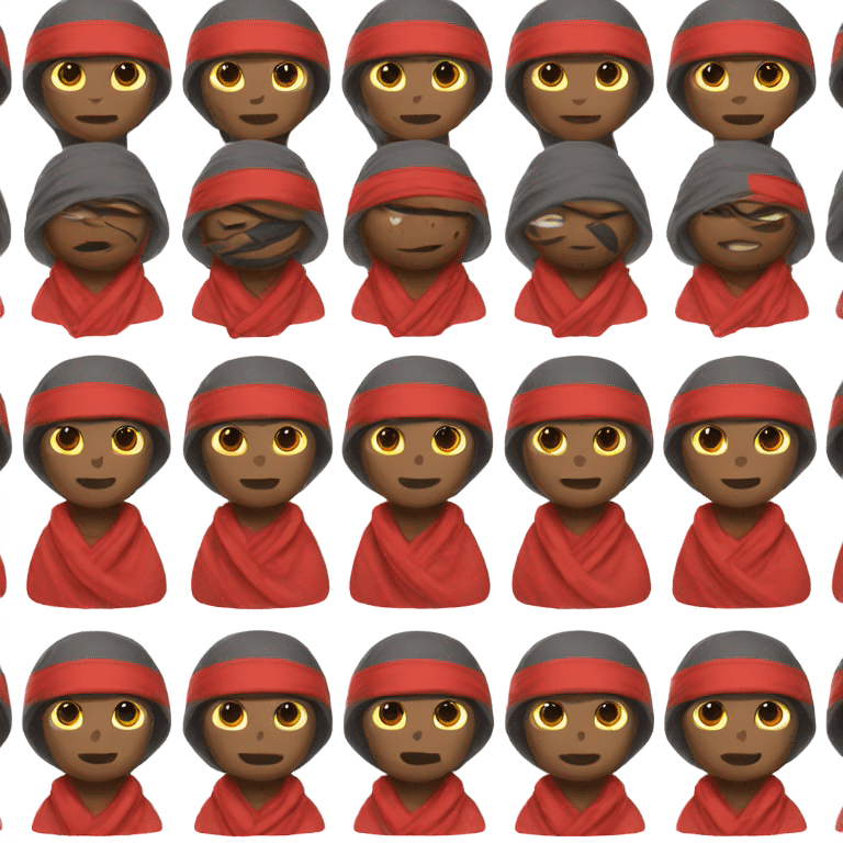 Ninja with brown skin, wearing a red bandana pattern  emoji