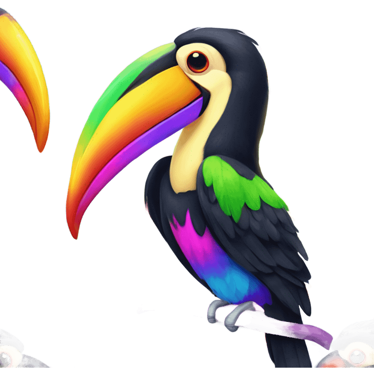 Lisa frank toucan with rainbow feathers emoji