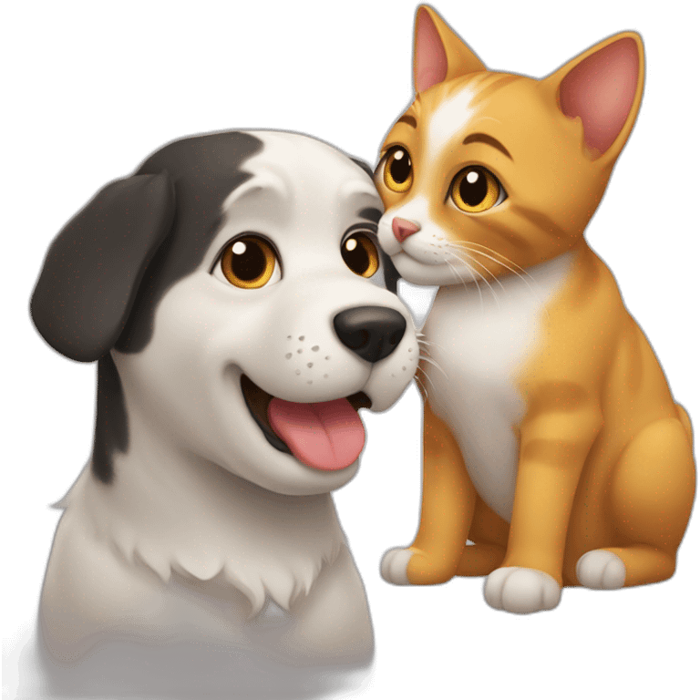 Cat Kiss a dog emoji