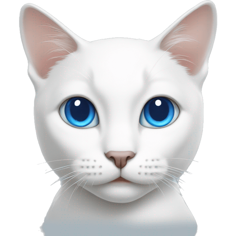 White cat with short ears and blue eyes  emoji