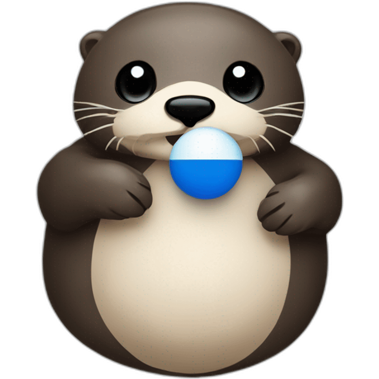 sea otter holding a estonia countryball with eye emoji