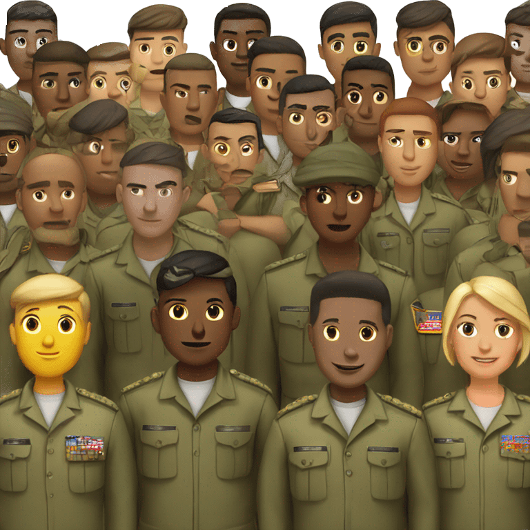 group of army people standing next to eachother emoji