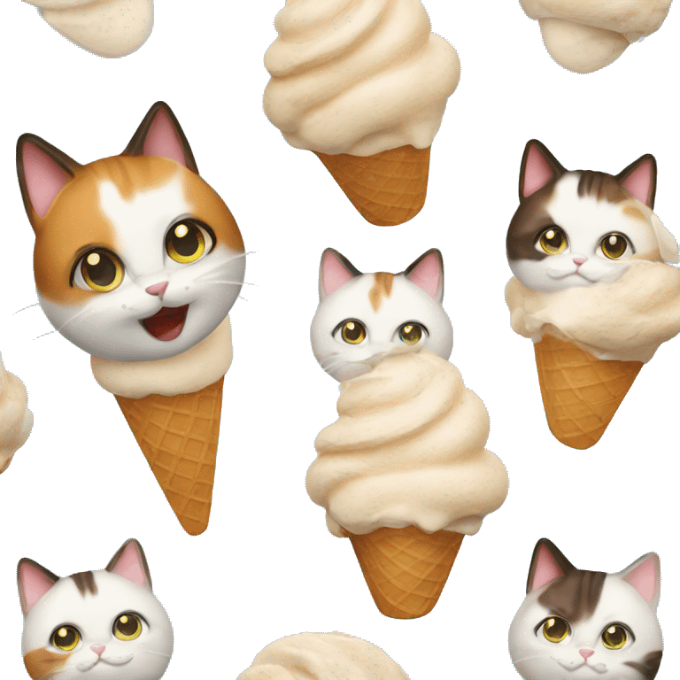 Icecream with calico cat emoji