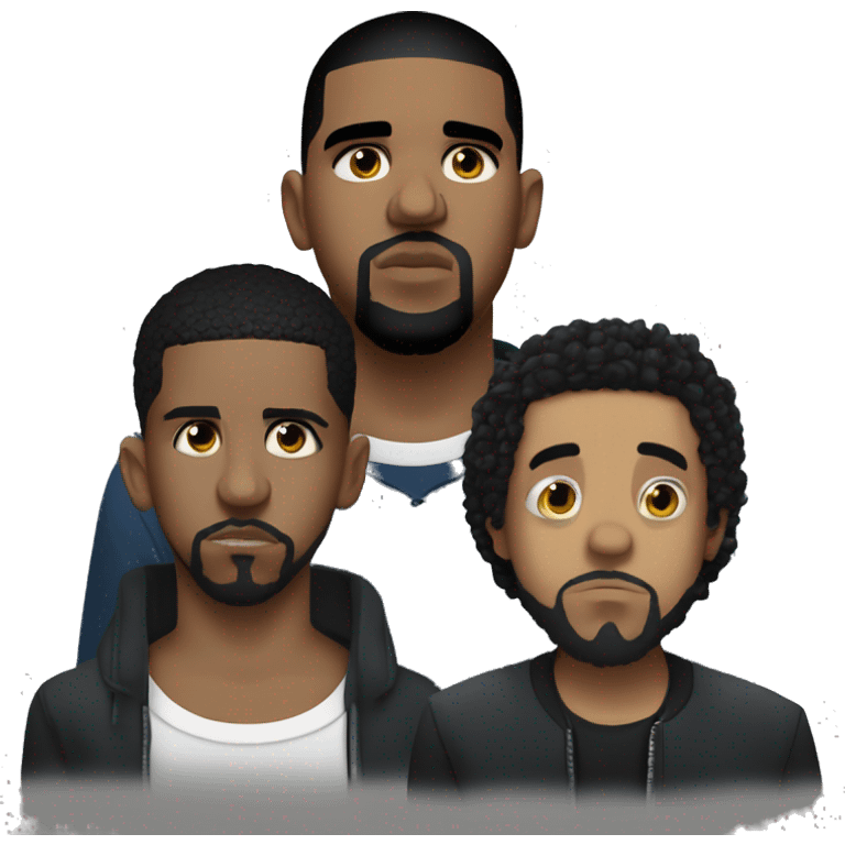 drake and kendrick and  j. cole, menacing stare, recent look emoji