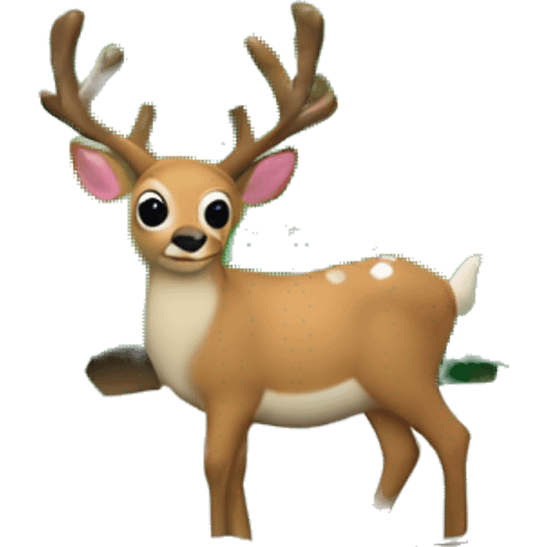 snow globe, deer, trees, Chroma key background  emoji