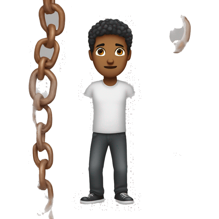 brown man with broken chains around his wrists emoji