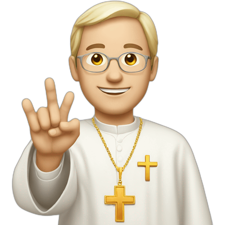 White Catholic Priest doing Shaka hand emoji