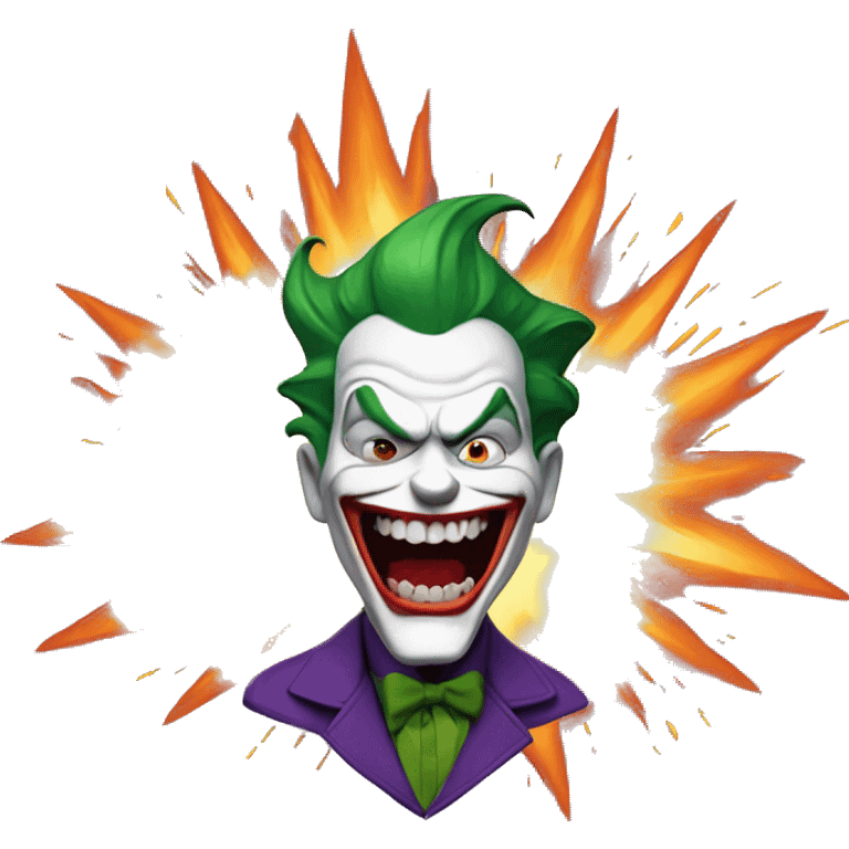 The joker behind an explosion, he has a maniacal expression emoji