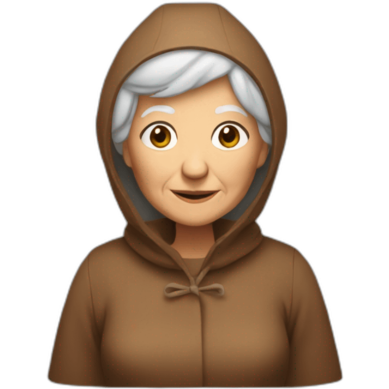 Old woman with brown clothing wearing bonnet and a lantern in her hand emoji