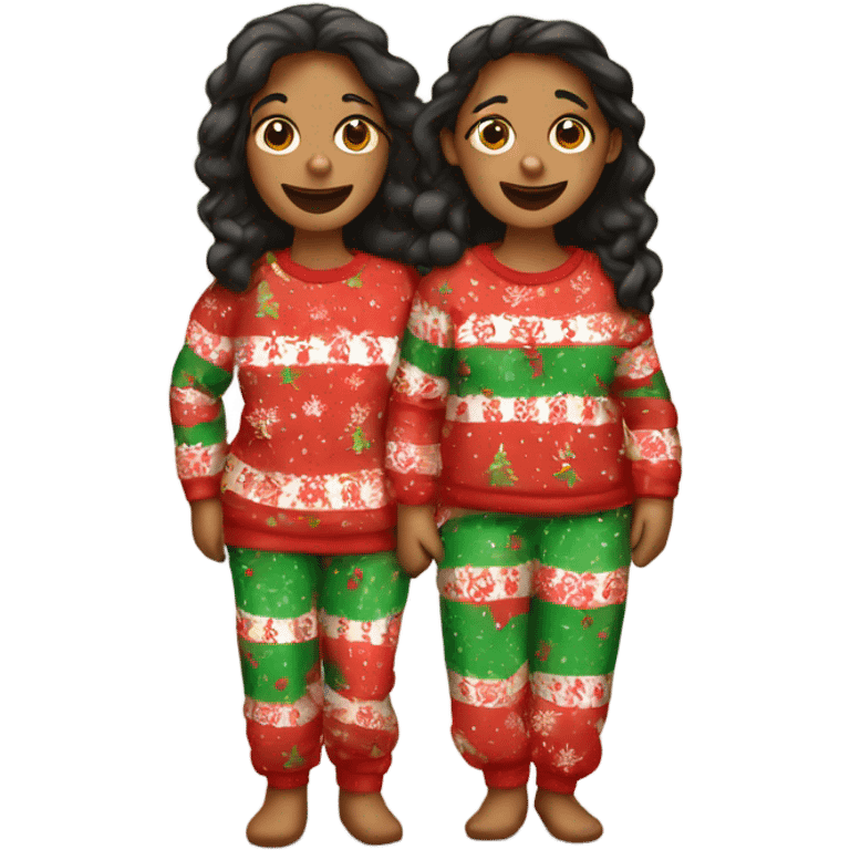 Three sisters in Christmas pajamas  emoji