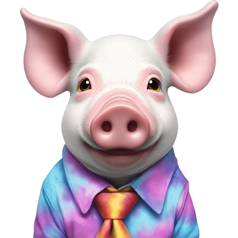 Pig wearing tie dye emoji