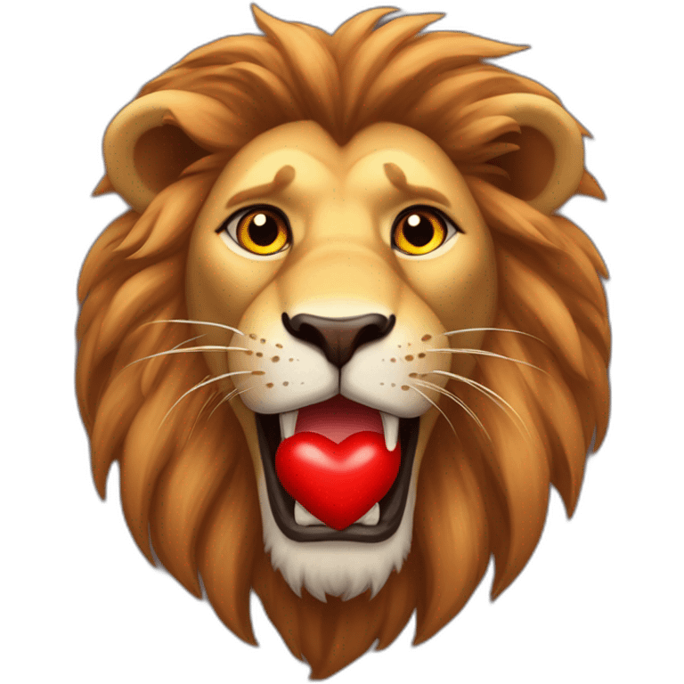 Lion face with huge red hearts in his eyes, he looks so much in love emoji