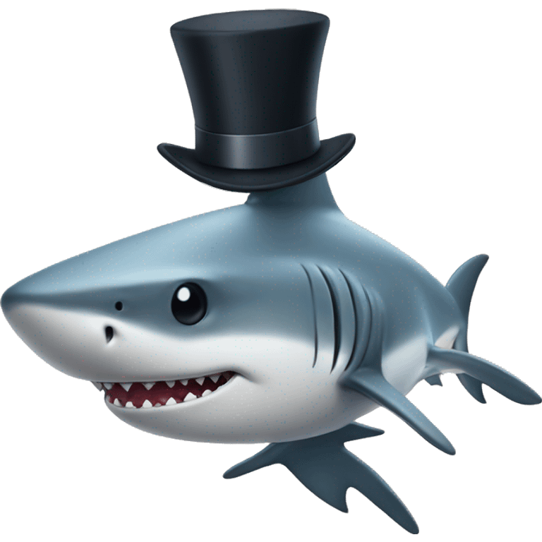 Shark with a top hat emoji