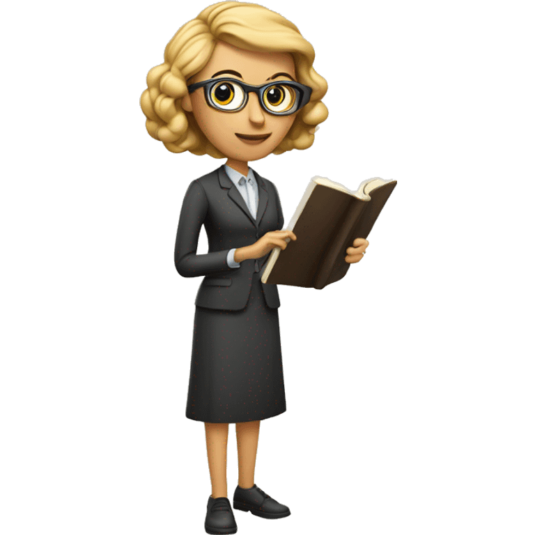 Teacher woman with a book and a pointer  emoji