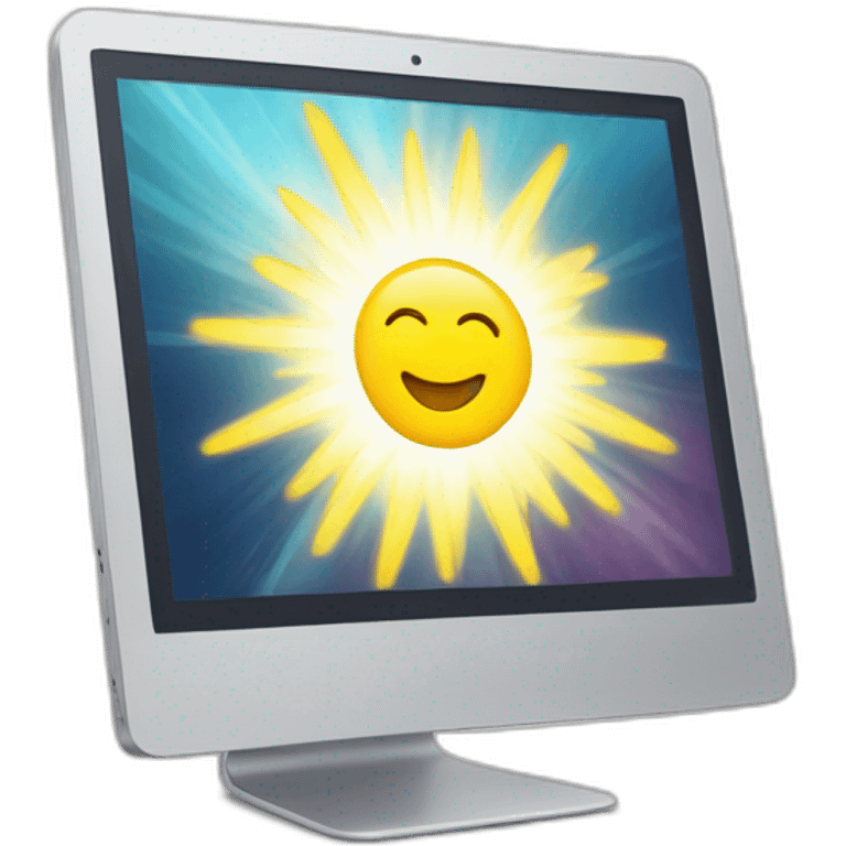 iMac with rays of sunshine emanating emoji