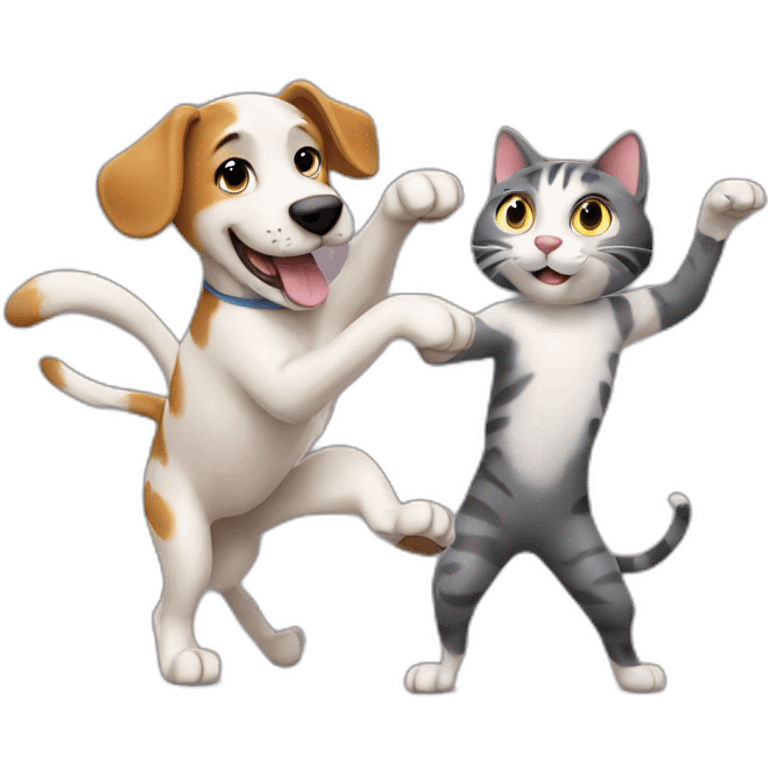 A dog with a cat dancing emoji