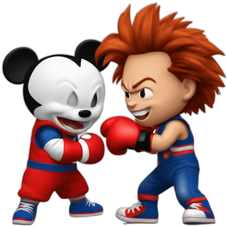 Chucky boxing with mickey mouse emoji