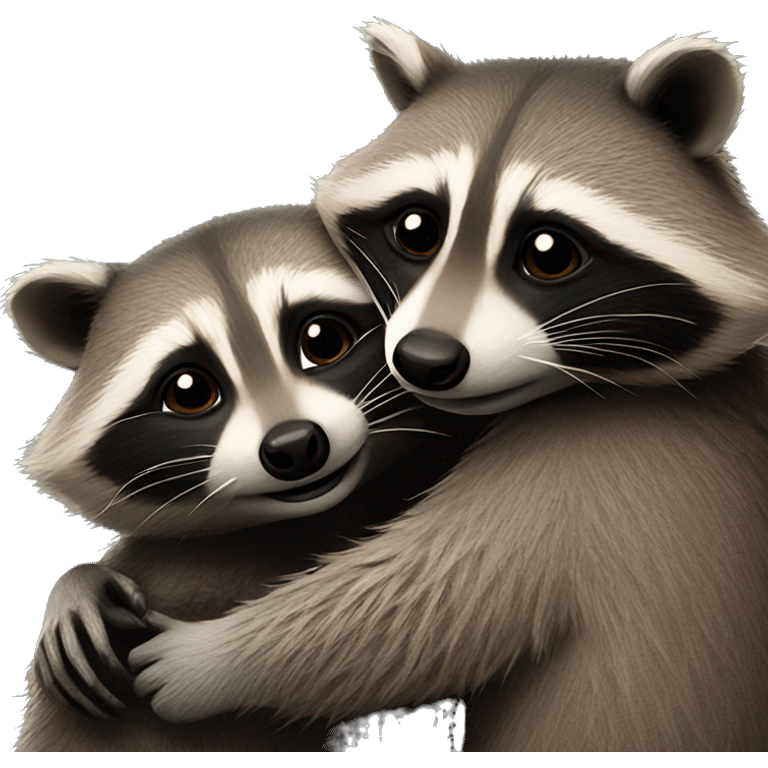 Two raccoons cuddling  emoji