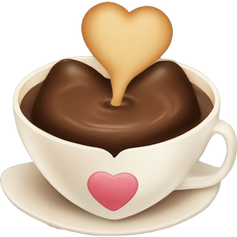 Heart with vainilla and chocolate coffe with a cozy vibe  emoji