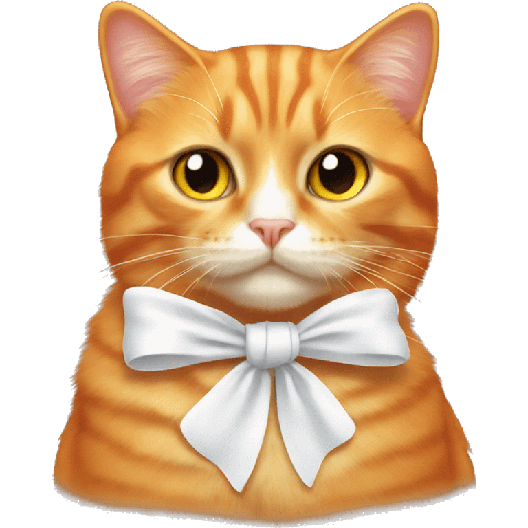 orange cat wearing a white bow emoji