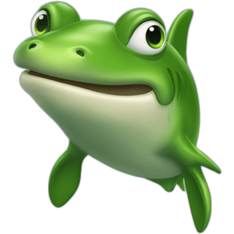 Une grenouille  sûre un dophin emoji