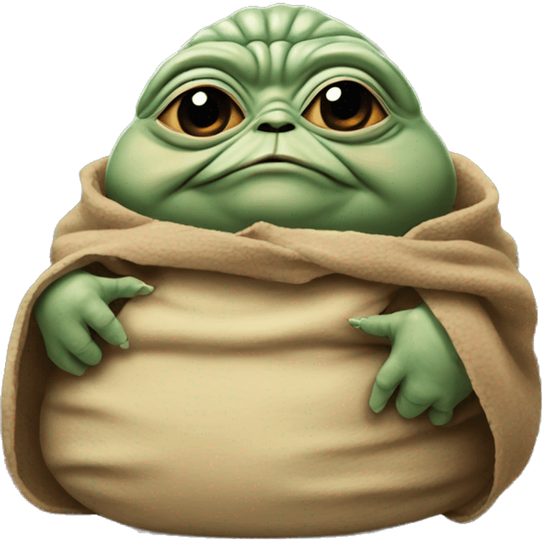 Jabba the hutt of Star Wars with the face of Baby Yoda emoji