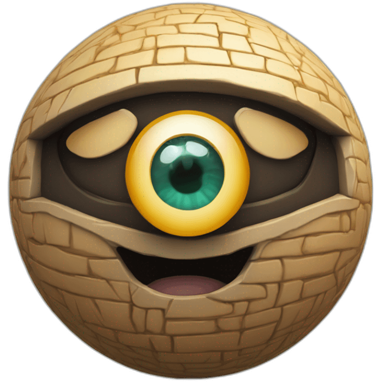 3d sphere with a cartoon Hoglin skin texture with Eye of Horus emoji