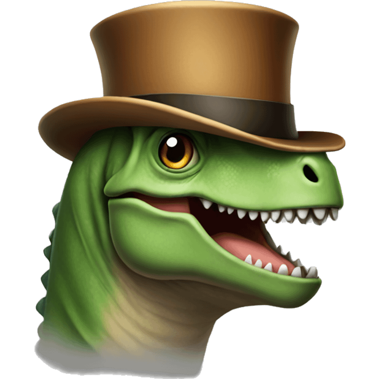 Dinosaur with a top hat emoji