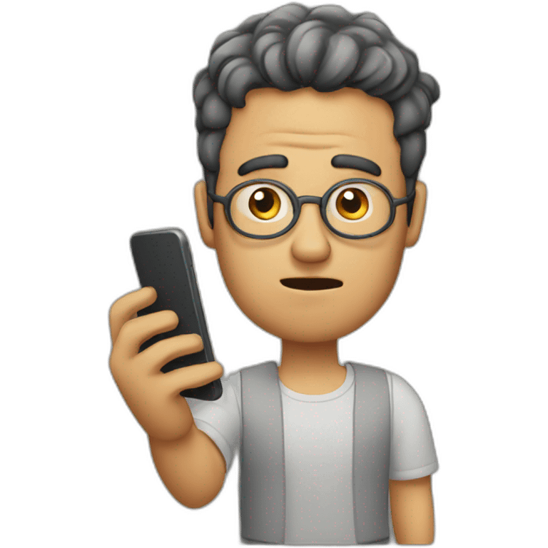 man looking confused to his phone emoji