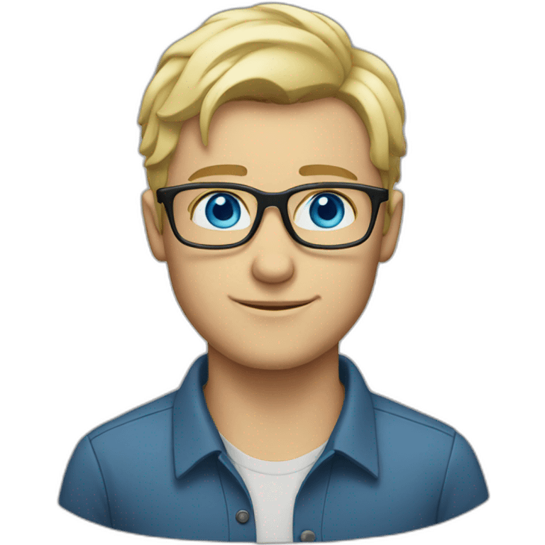 blonde guy with glasses an blue eyes emoji