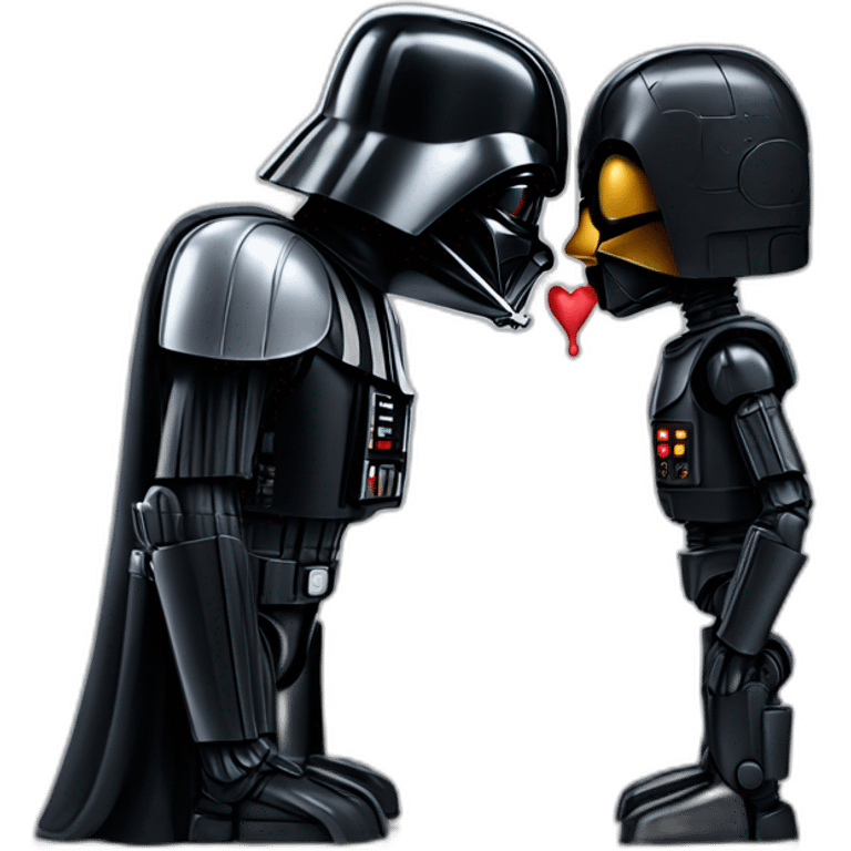 Darth Vader kissing a robot emoji