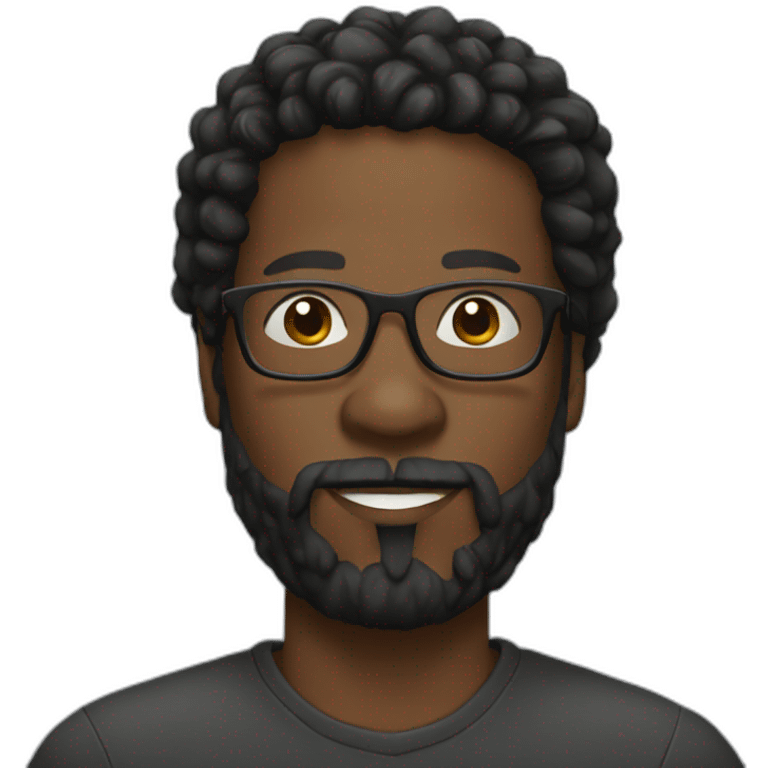 Black man with beard, dread and glasses emoji