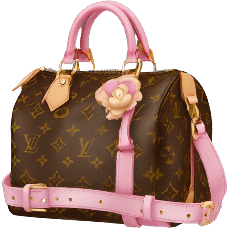 Louis Vuitton speedy bag with pink strap emoji