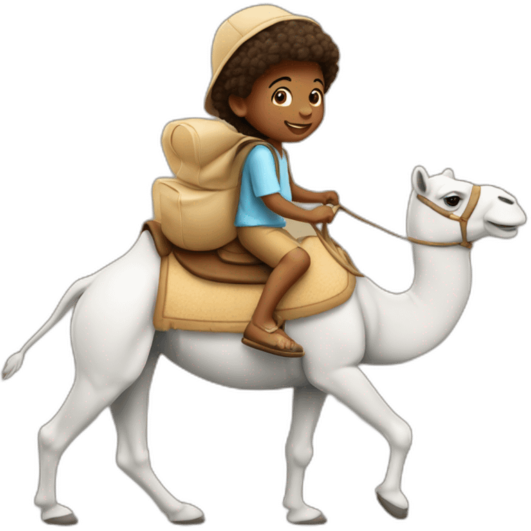 white child riding a camel emoji