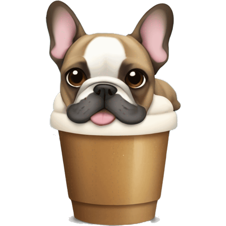 French bulldog swimming in a frappe emoji