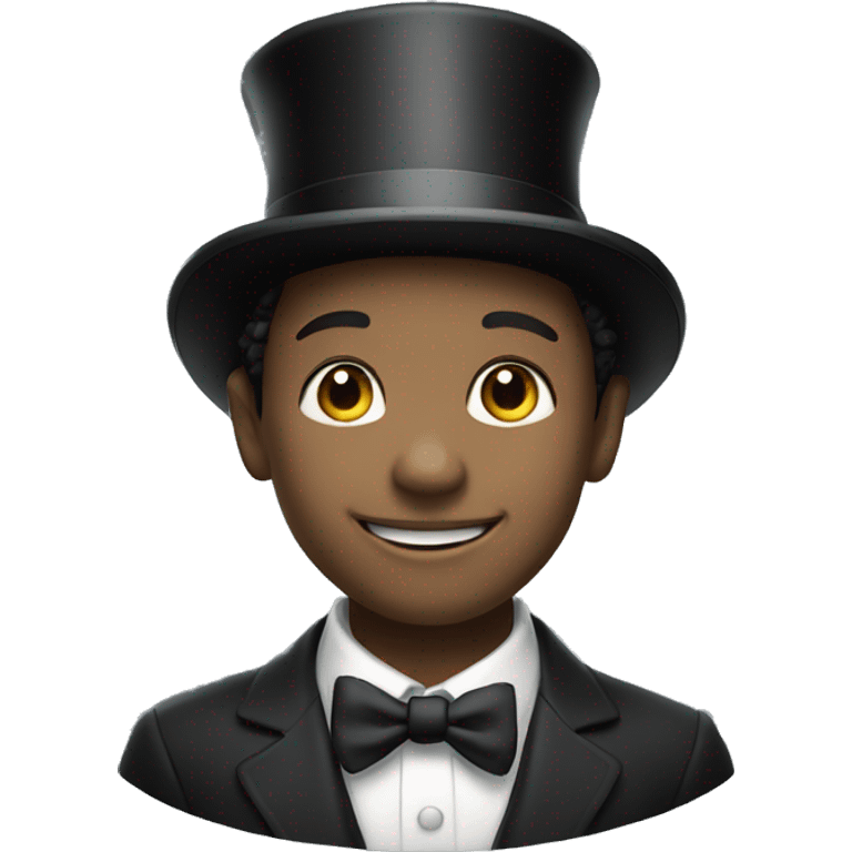 Smiling boy, white skin, in top hat emoji