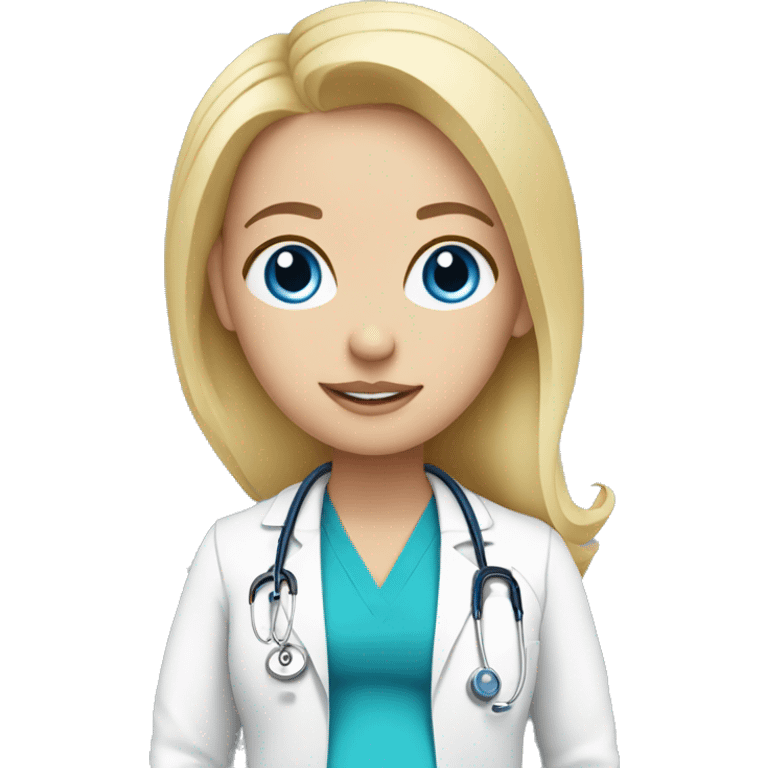 White Pregnant doctor blue eyes, blond hair emoji