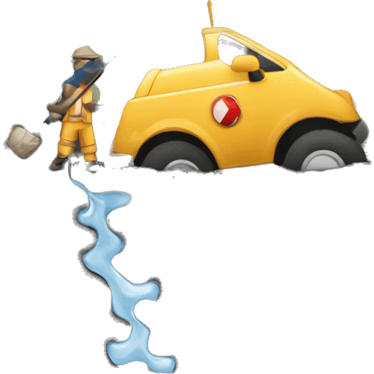 Fishing in the pothole on the side of the road  emoji