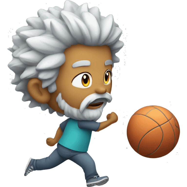 boy with gray beard  and hair kicking virus as ball emoji