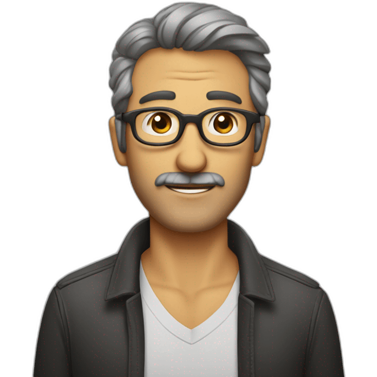 Hombre de cincuenta años pelo corto muy canoso con gafas sin marco y barba corta emoji