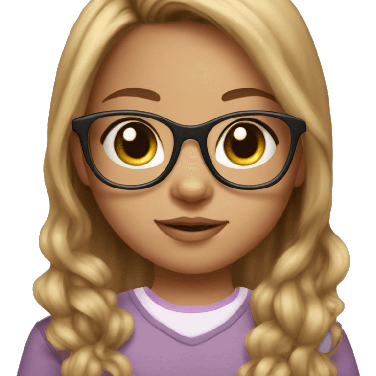 girl with brown hair blonde highlights and cat eye glasses with baby girl emoji