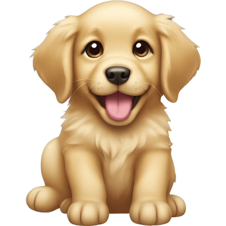 A golden retriever puppy emoji with a playful wink and tongue out emoji