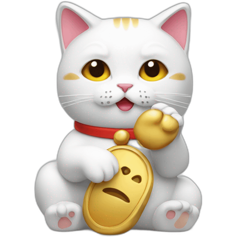 fortune cat with finger emoji