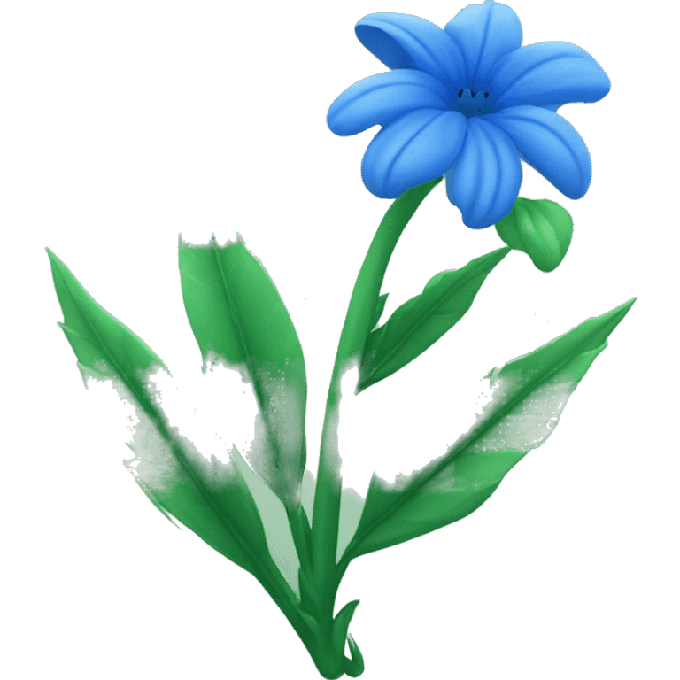 una flor azul con espinas y tallos verdes emoji