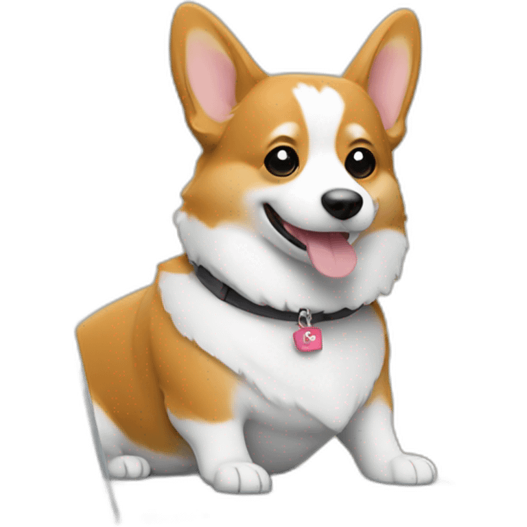 Corgi writing code on a laptop emoji