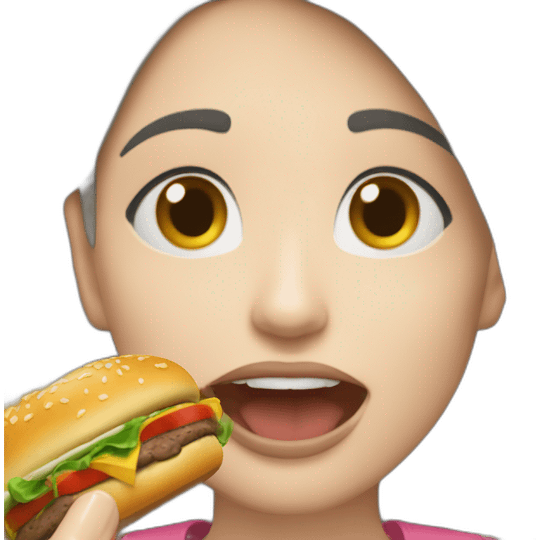 Marilin Gonzalo eating a burguer emoji