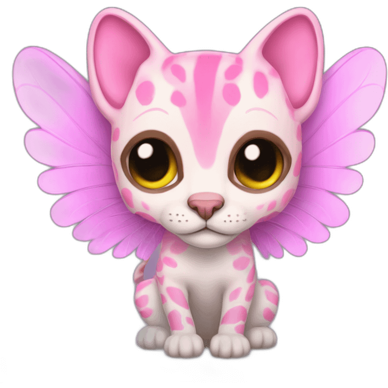 Piebald pink neon ocelot with wings emoji