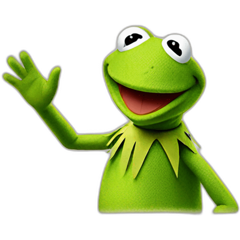 Kermit the frog waving hand or saying hello emoji