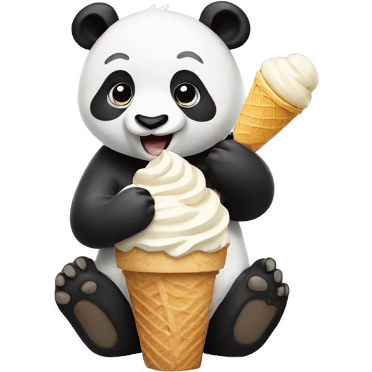 Panda eating ice cream emoji